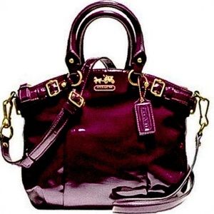Pristine Coach Madison Lindsey Tote Purple Violet Patent Leather Satchel